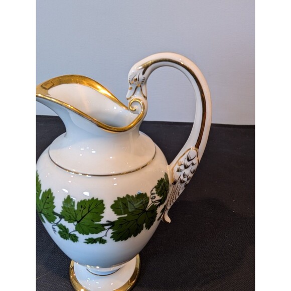 Meissen Green Ivy Sugar Bowl & Swan Handle Creamer – 19th/20th C – First Quality - Picture 4 of 16